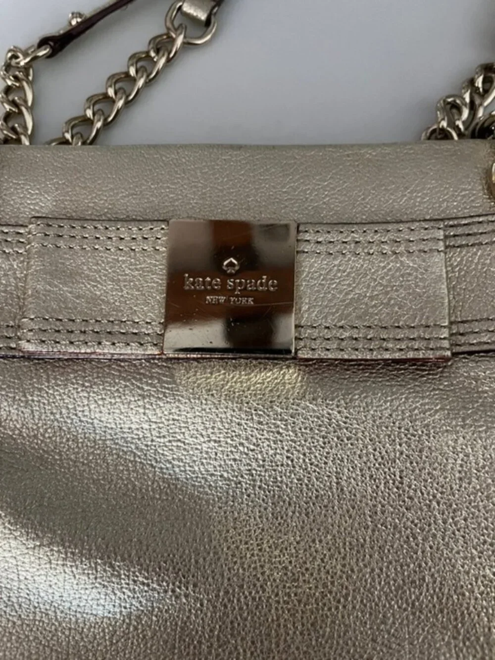 Kate Spade New York Metallic Gold Leather Bow Satchel Shoulder Bag